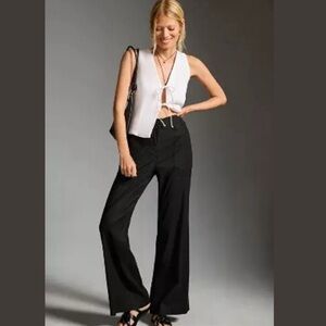 MAEVE Anthropologie Wide Leg High Waist Black Linen Blend Pants Women’s Sz 2P